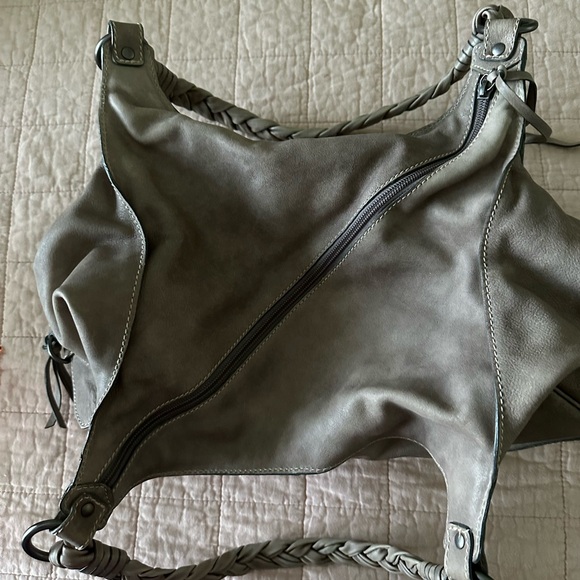 Designer Gray Structured Shoulder Bag with Metal Accents from Bloomingdale’s - Picture 5 of 16